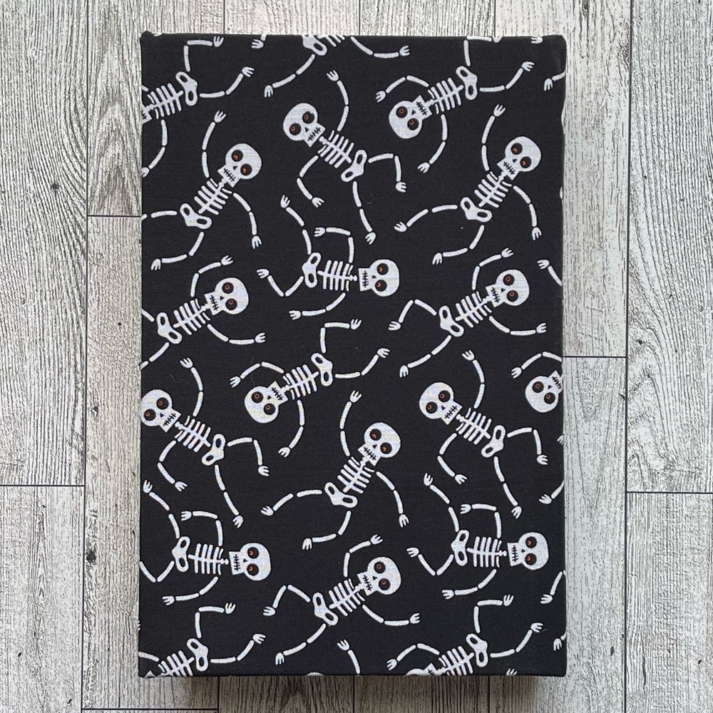 New Halloween Linen Wrapped Decorative Book Skeletons Hand-Wrapped Spooky Decor - Picture 7 of 7